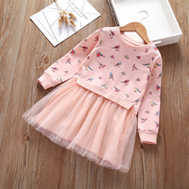 Girl dress spring and autumn Princess sweater skirt Korean baby spring girl 2021 new cotton long sleeve foreign gas