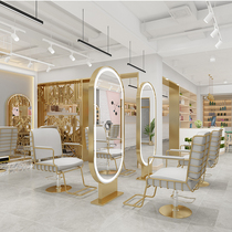 Hairdressing shop mirror table landing high-end simple hairdressing mirror table with lamp single-sided double-sided full-body haircut mirror hair salon dedicated
