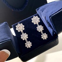 PT950 platinum imported mozishi full diamond sunflower earrings female exquisite luxury size three flower brocade earrings