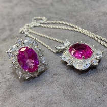 18K platinum imported moisanishi rose ruby ring female rose Ruby tourmaline flower necklace custom