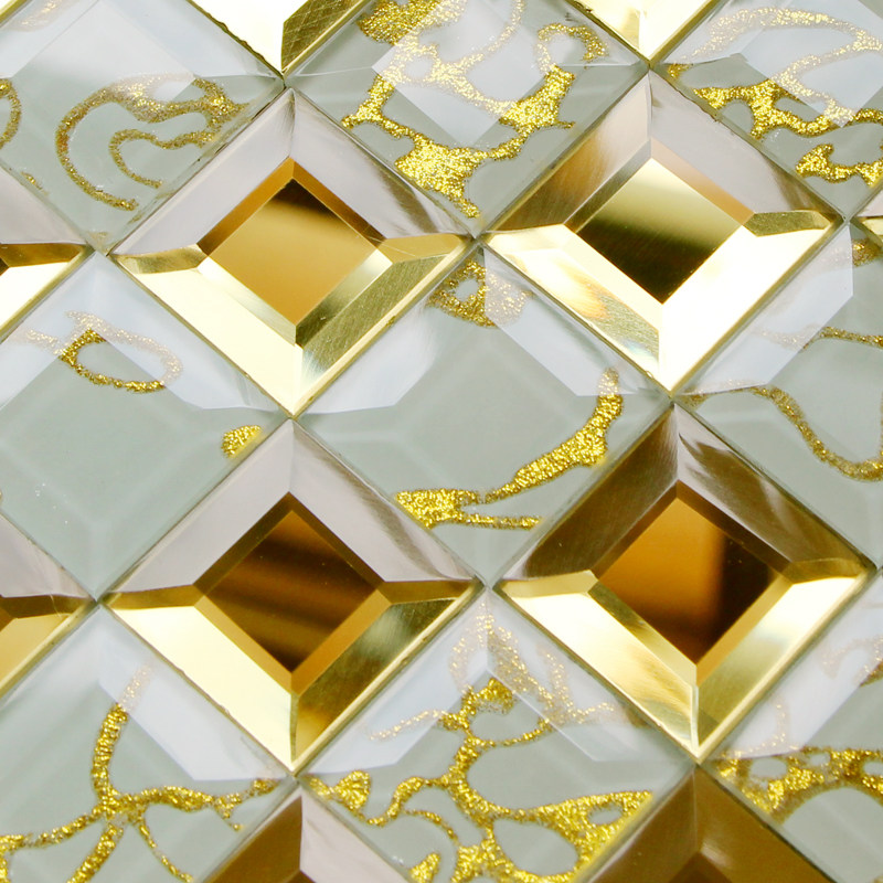 KTV Hotel European-style edged mirror background wall mosaic living room storefront decoration Dragon five-sided mosaic