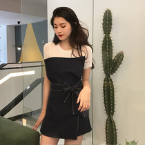 2022 Summer new popular womens fashion fairy small scented wind name Yuanyan salt can be sweetened in black and white with splicing one-piece dress