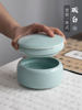Celadon Inkstone for Calligraphy, Special Inkstone for Practicing Calligraphy, Ink Dish for Holding Ink, Ink Box with Lid, Double-Ring to Prevent Ink Drying, Creative Ceramic Inkstone, Pen Washer, Pen Licking Bowl, Calligraphy and Chinese Painting Supplies, Study Room Decoration