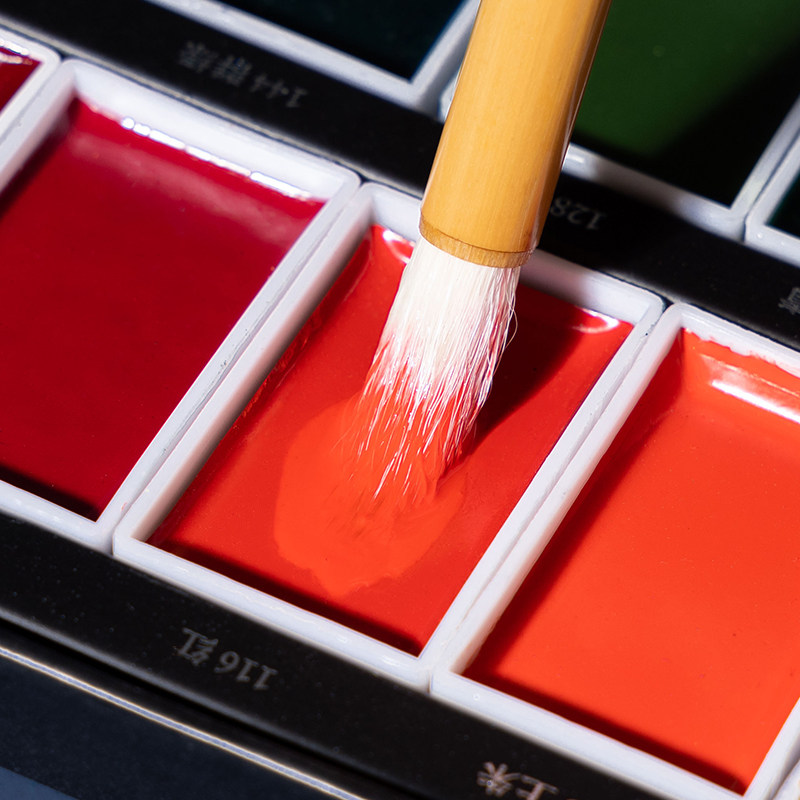 Imperial Pavilion Blue 24-Color Solid Chinese Painting Pigment Beginner Set for Elementary School Students and Children, Complete Set of Tools for Beginners, Chinese Painting, Ink Painting, Mineral Materials, Authentic Rubens Ancient Color Pearlescent