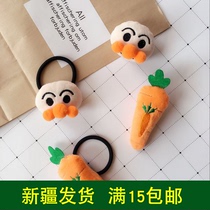 -0 cute girl heart cartoon hair rope soft cute hair ornaments carrot big nose plush tie hair rubber band Hairband