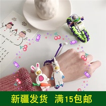 -0 girl heart cute student creative hand-woven bracelet cartoon rabbit hand rope couple gift personality watch