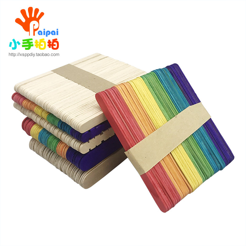 Colour Ice Rod Sticks Ice Cream Bar Natural Ice Sticks Wood Stick Toddler Handmade DIY Kindergarten Puzzle Area Materials