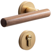 Yagu modern door lock light gold black walnut door handle Nordic indoor bedroom door lock simple log door lock
