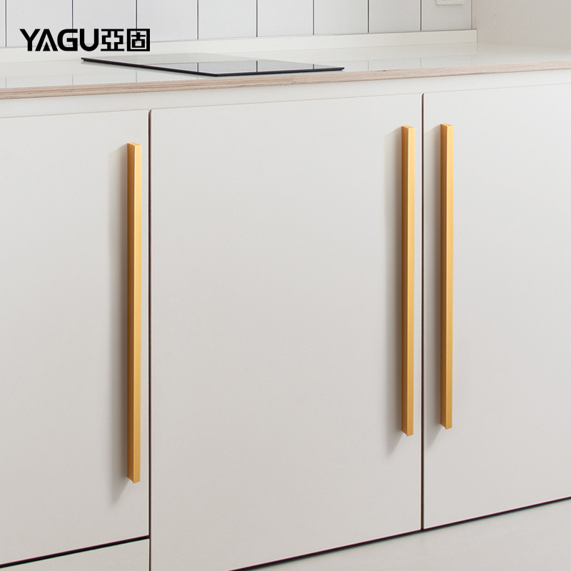 Sub-solid integral cupboard cabinet drawers handle modern minimalist Euro style lengthened aluminium alloy Nordic golden wardrobe door handle