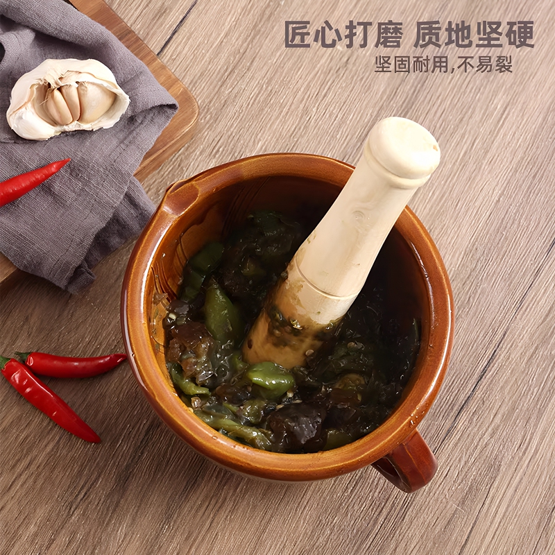 High-Quality Clay Mortar and Pestle, Hotel Tableware, Old-Fashioned Handmade Ceramic Grinding Bowl, Ginger, Garlic, Peanut Grinder, Seasoning Bowl High-Quality Clay Mortar and Pestle, Hotel Tableware, Old-Fashioned Handmade Ceramic Grinding Bowl, Ginger, Garlic, Peanut Grinder, Seasoning Bowl