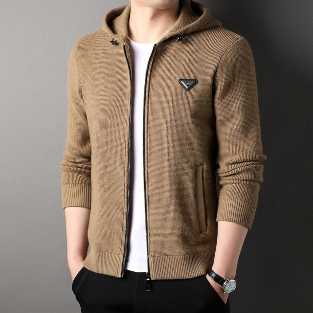 Hooded sweater cardigan ຂອງຜູ້ຊາຍ sweater ຫນາ jacket ພາກຮຽນ spring ແລະດູໃບໄມ້ລົ່ນ zipper ເສື້ອ jacket ຜູ້ຊາຍບາດເຈັບແລະ sweater