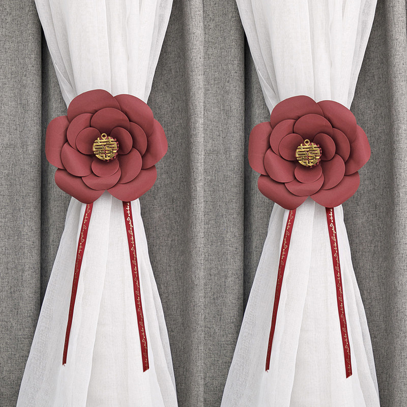 Wedding room layout wedding decoration new house bedroom living room men and women creative romantic net red curtain bouquet decoration