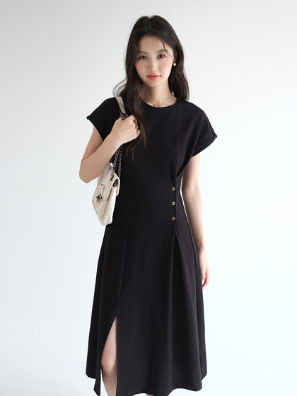 蓝若水大码夏装新款别致T恤连衣裙女