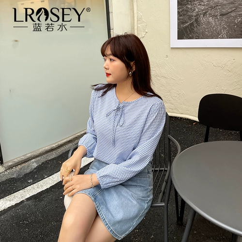 Осенняя свежая рубашка с бантиком, подходит для полных девушек, большой размер, в западном стиле