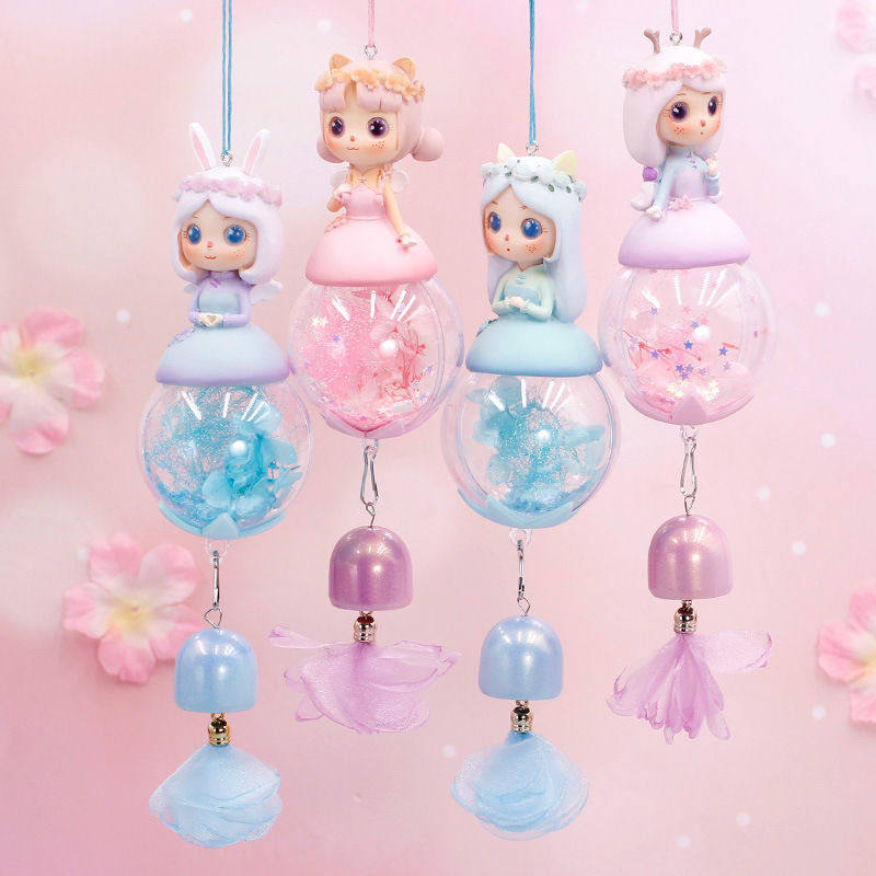 Fantasy flower fairy wind chimes pink girly wind resin pendant cute bell bedroom balcony decoration creative gift