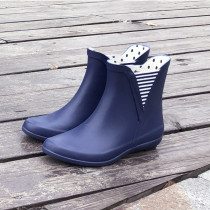 Short light rubber rain shoes womens big size shoes student ladies non-slip rain boots rubber flat waterproof shoes