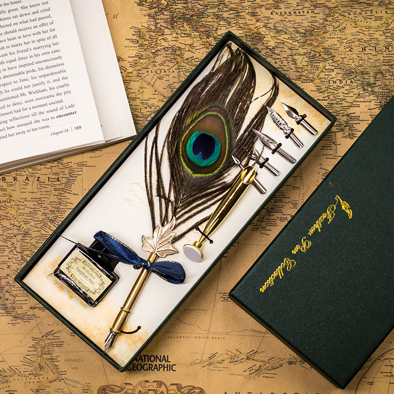 Retro Eurostyle Feather Pen Dip in Fountain Pen Goose pen Brush Pen Pal Valentine's Day Birthday Gift Boy Gift