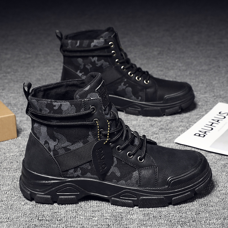 Men's Work Shoes for Spring and Winter, Camouflage High-Top Work Boots, Martin Boots for Construction Site Work, Fleece-Lined Cotton Shoes, Waterproof, Non-Slip, Trendy Shoes Men's Work Shoes for Spring and Winter, Camouflage High-Top Work Boots, Martin Boots for Construction Site Work, Fleece-Lined Cotton Shoes, Waterproof, Non-Slip, Trendy Shoes
