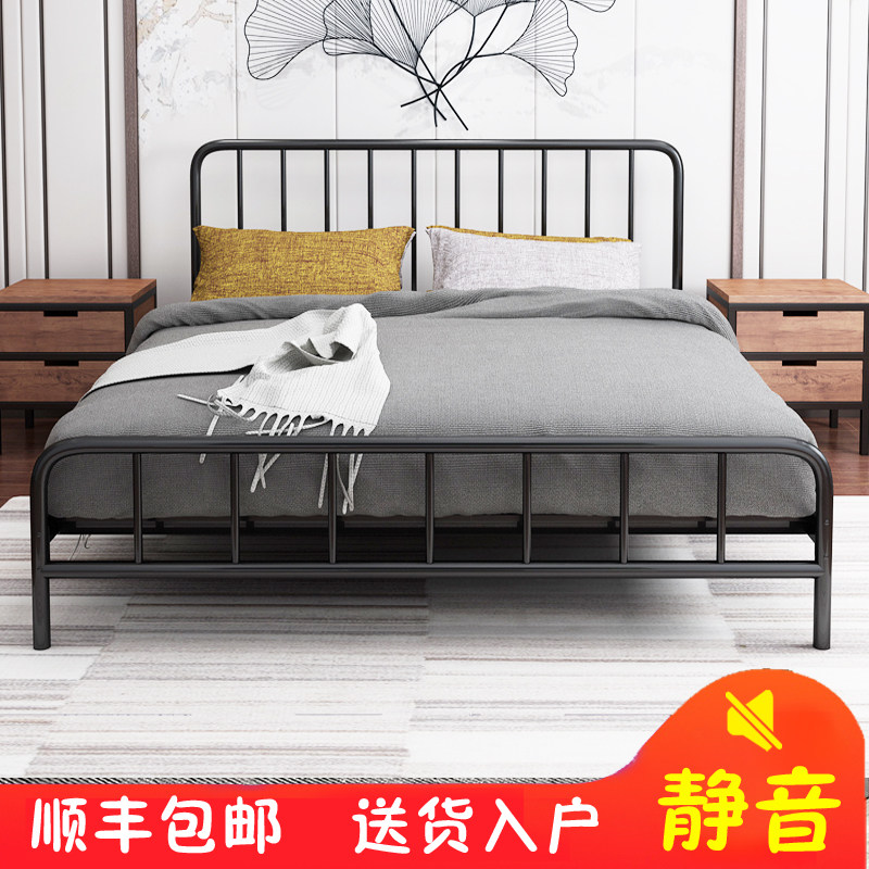 Internet celebrity wrought iron bed double bed light luxury simple modern Nordic thickened reinforced apartment iron frame bed single rental house