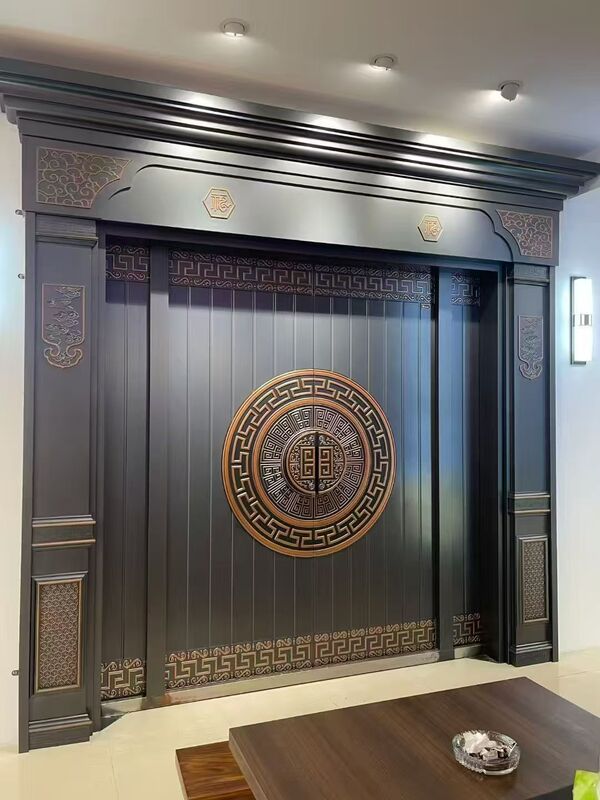 New Chinese-Style Villa Entrance Door, Cast Aluminum Door, Zinc Alloy Door, Rural Entry Door, Double Door, Four-Door Design