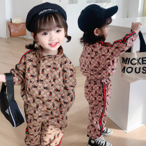 Girl autumn suit 2021 New Korean version of female baby foreign gas 3 years old children Spring and Autumn Net red two sets of children 1