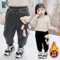 Girl Pants 2021 New Fashion Winter Style Children Cotton Pants Winter Thickening One Over Winter Baby Glint Bottom