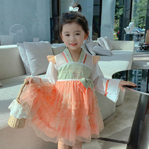 Girl Lian Dress Spring Autumn 2022 New Children Spring Dress Dress Foreign Air Fashion Baby Boy Netting Princess Dress