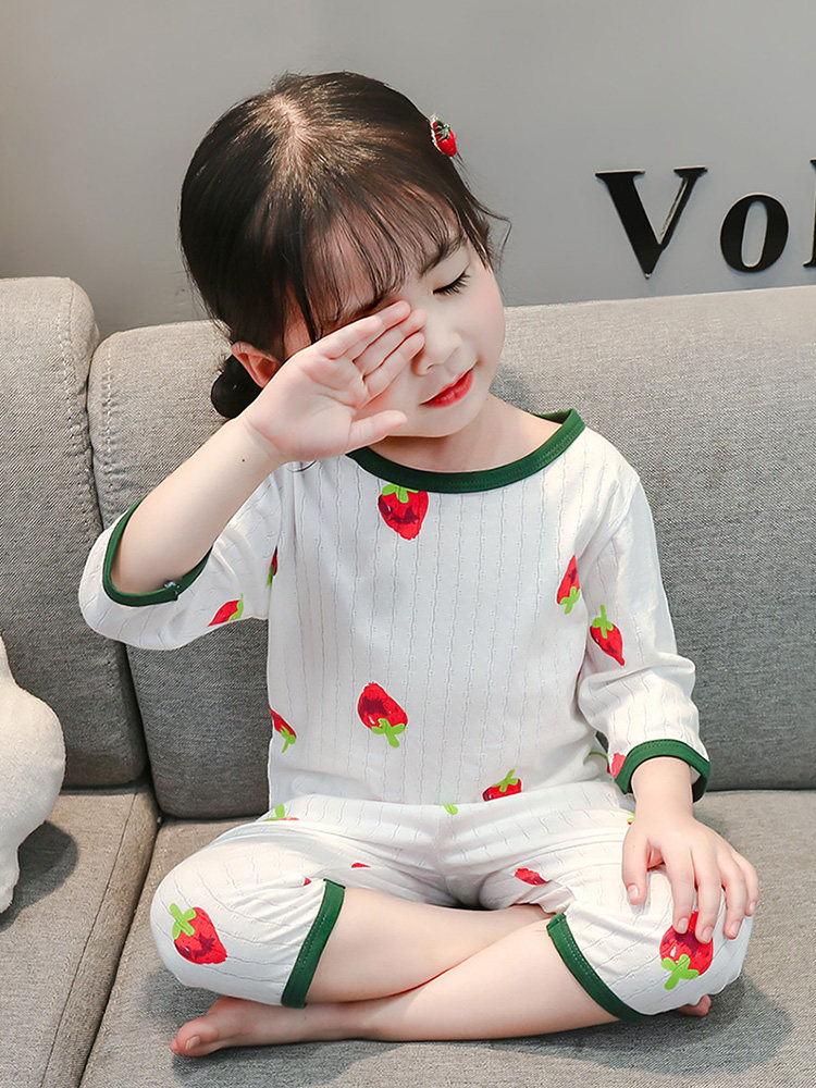 Children's pajamas summer 2 thin long-sleeved 1-3-year-old baby air conditioning clothes Summer pure cotton girls home clothes set children