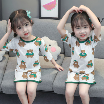 Girls conjoined pajamas summer 1-3 years old baby children Air conditioning clothing thin cotton baby nightgown 2 little girl nightgown