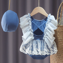 Child Bathing Suit Girl Xia Cute Two Year Old Baby Conjoined Swimwear Net Red 2022 Children Swimsuit Summer Princess