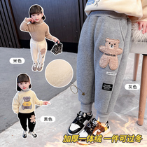 Baby Beats Bottom Pants Plus Suede Thickened Pants Girl Winter Outwear 1-3 Year Old Children Cotton Pants Winter Ocean Qi Children 2