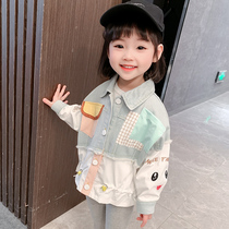 Girl Denim Jacket Spring Dress 2022 New Ocean Gas Children Spring Autumn Collection Waist Jacket Net Red Boy Blouse Princess