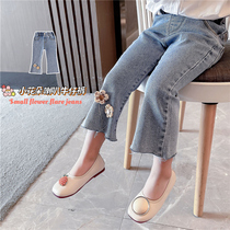 Girl Jeans Spring Autumn 2022 New Foreign Air Trendy Children Horn Long Pants Baby Spring pants outwear
