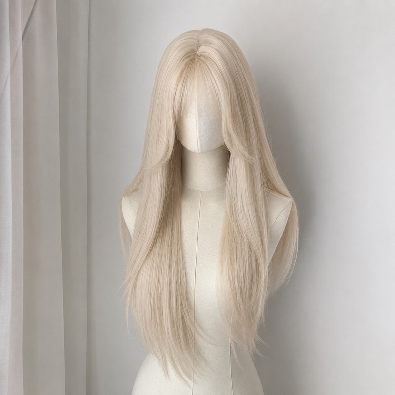 Golden Wig for Women, Golden Yellow and White, Full Head Wig, Long Hair, Natural Parting, Anime Cosplay, Versatile with Bangs Golden Wig for Women, Golden Yellow and White, Full Head Wig, Long Hair, Natural Parting, Anime Cosplay, Versatile with Bangs
