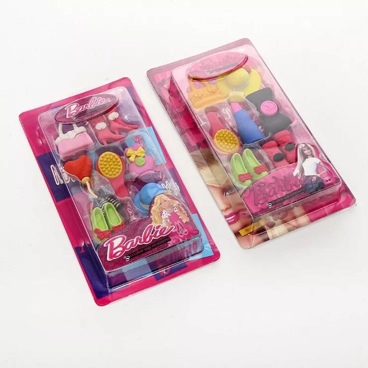 Cute Barbie Lipstick Red Butterfly Knot Solid Removable Eraser Children's Festival Prize Cartoon Princess Suit