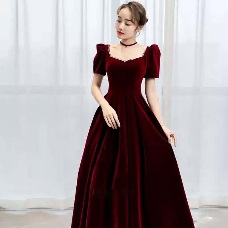 Bridal Toast Dress Plus Size Fat mm 2026 New Style Wedding High-End Light Luxury Burgundy Petite Engagement Dress