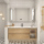 Шкафчик для ванной комнаты в японском бревенчатом стиле, зеркальный шкафчик, комбинированный шкафчик для умывальника в ванной комнате, туалетный столик, встроенный шкафчик для умывальника mini 3