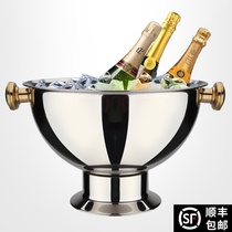Deepened 304 gold-plated stainless steel large champagne basin big red wine ice bucket champagne bucket ice basin stainless steel ktv ice bucket