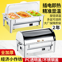 Xiangde buffet stove Electric heating clamshell visual Buffy stove Stainless steel square insulation stove Hotel breakfast stove