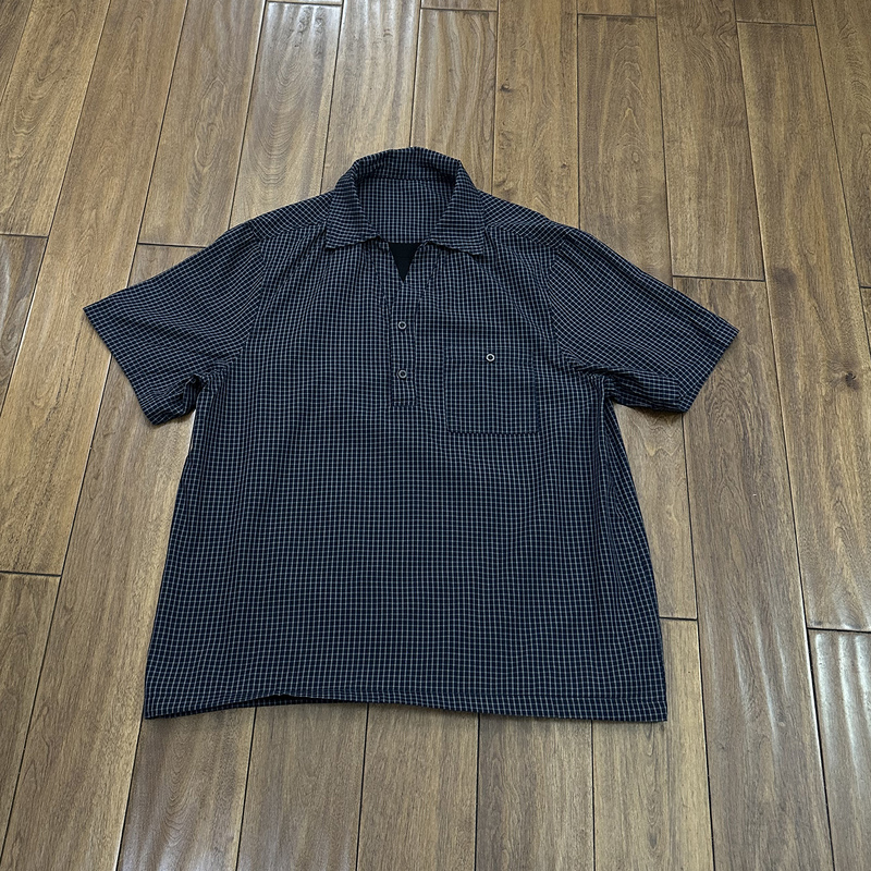 Special Japanese-Style Retro Fake Two-Piece Short-Sleeve Plaid Shirt for Men, Summer Turn-Down Collar Polo Shirt, Loose Fit Trendy Shirt