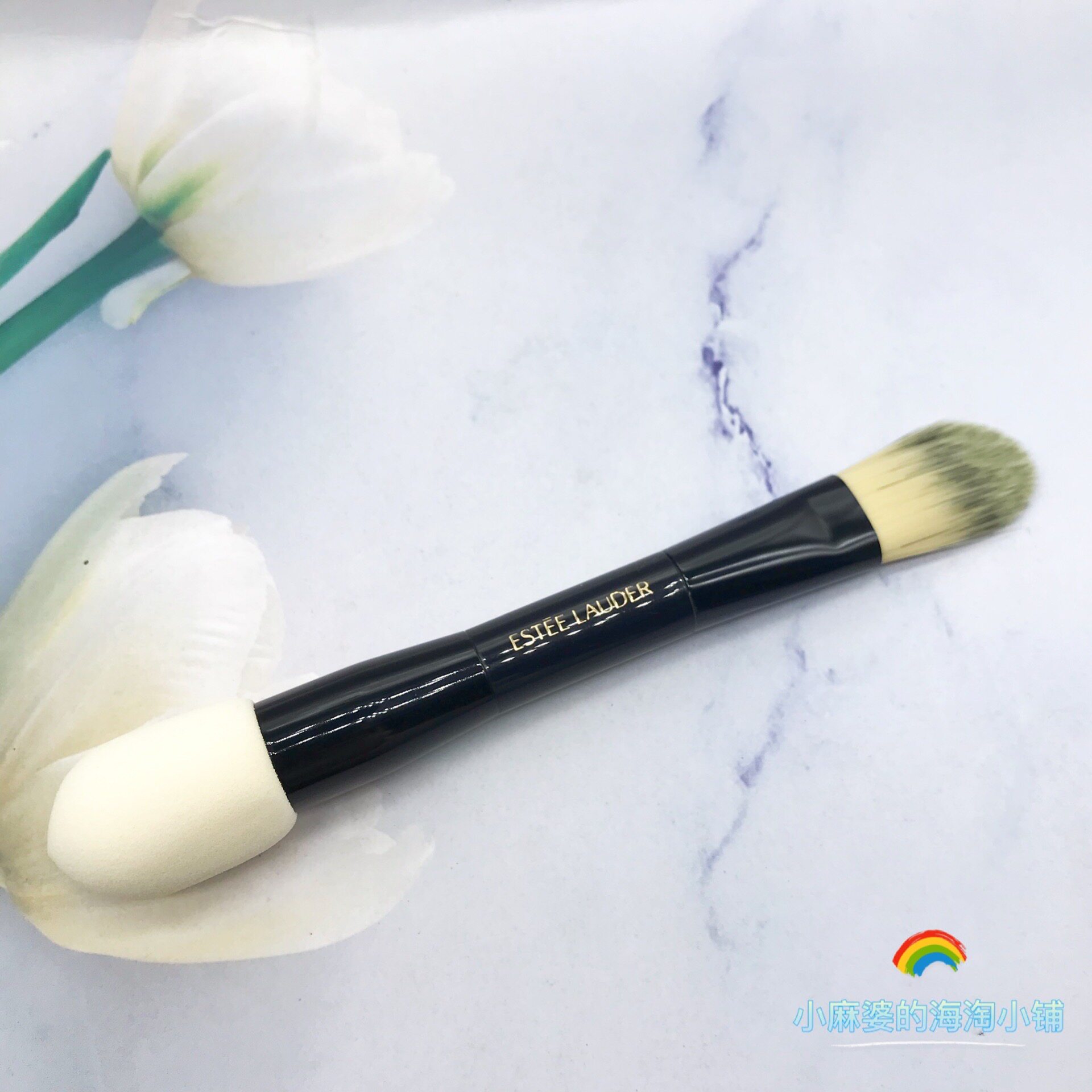 American Sea Naughty Poetry Landei Double Head With Long Handle Makeup Brush Powder Bottom Brushed Flat Sponge Brush Spot