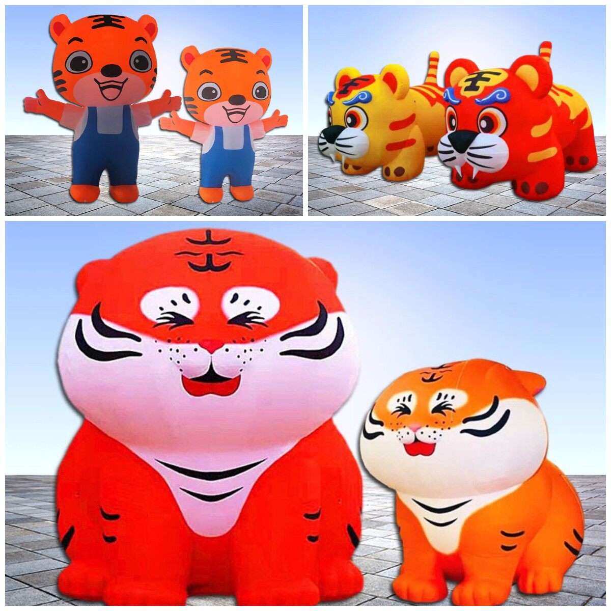 Custom made New Year's Tiger large inflatable PVC tiger mascot inflatable model God of wealth cartoon doll