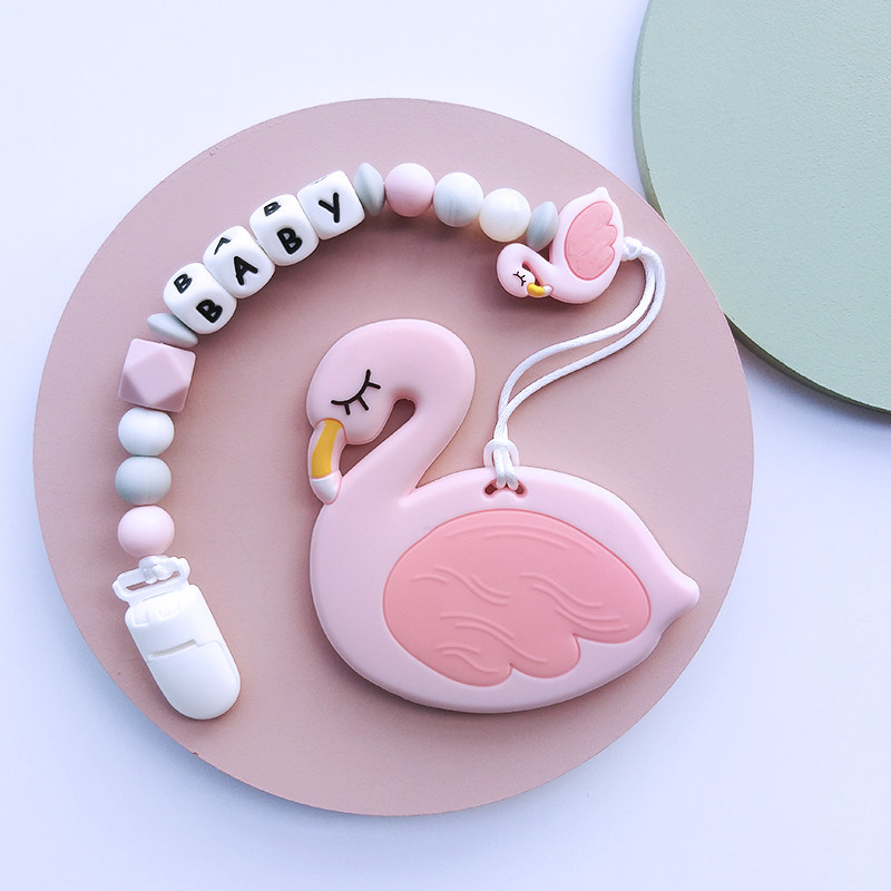 Custom Name Pacifier Anti Fall Chain Baby Goodenware Chain Baby Pacifier Chain Clip Silicone can nibble on two sets