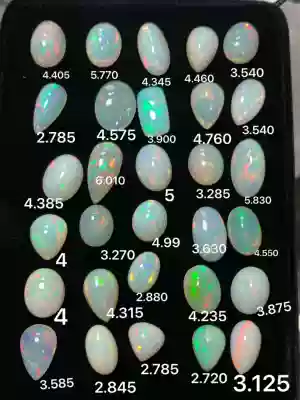 (soloni) natural colored gem white opal bare stone handmade custom DIY ring pendant