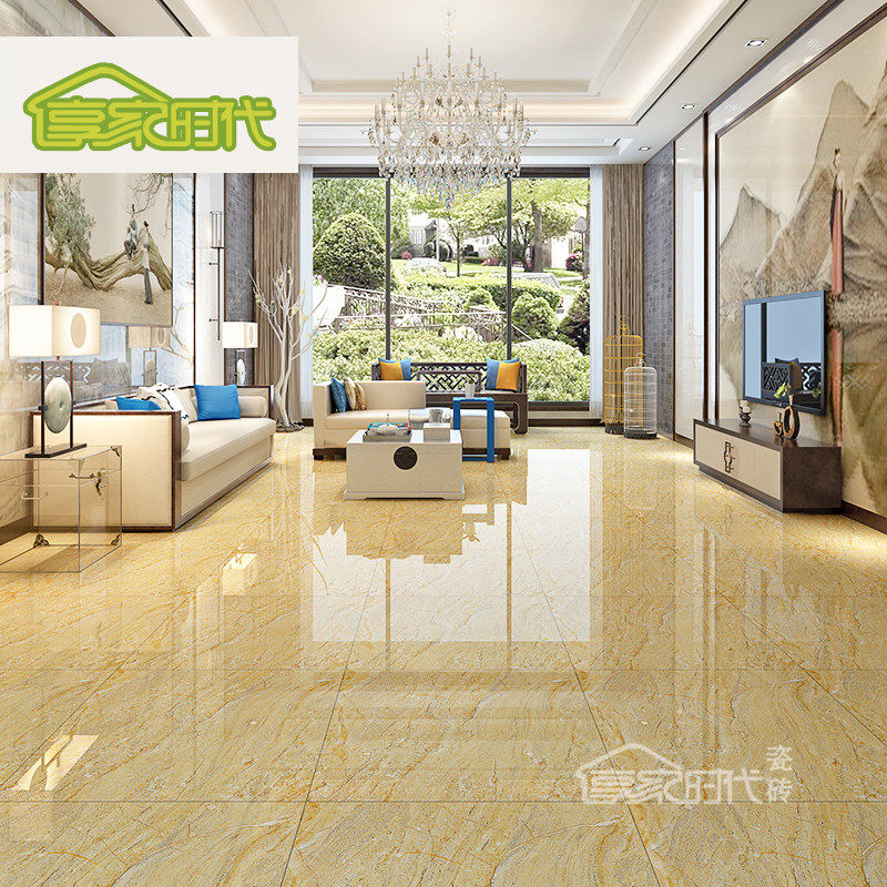 Living Room Bedroom Full Porcelain Ground Floor Brick Full Throw Glaze 600x600 Dining Hall Hall Wall Brick Guest Bedroom Tile Yellow Root Jade