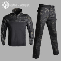 New dark night camouflage suit outdoor military fan suit tactical training suit security suit breathable wear-resistant T-shirt