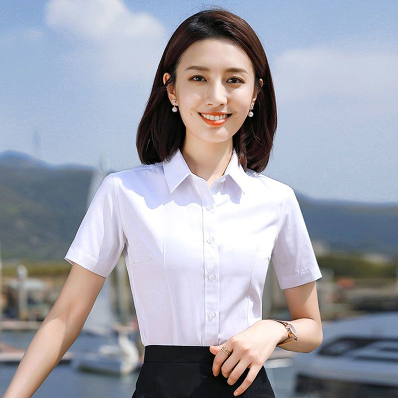 New Style Professional White Shirt Workwear Shirt Interview Business Formal Wear Bank Slim Fit Breathable Summer Short-Sleeved Workwear