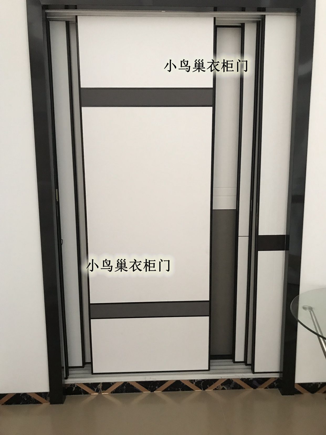 Multi-layer solid wood wardrobe sliding door custom modern minimalist Nordic home bedroom sliding aluminum alloy cabinet door custom