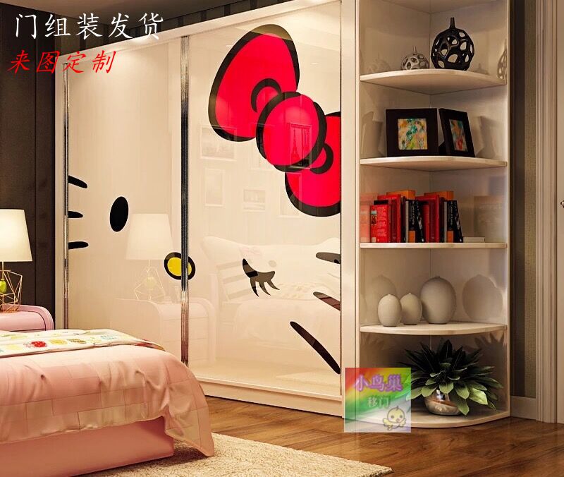 Children's room reinforced tempered glass mobile door pulling door to door closet door to customization