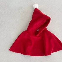 Korean style baby New Year cloak autumn and winter male and female babies go out plus velvet thickened coat shawl Christmas